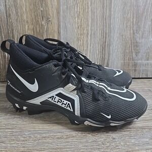 Nike Cleats Men 8 Black White Alpha Menace 3 Shark Football CV0582-001‎ Flaw